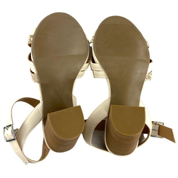 Torrid beige Faux Leather & Snakeskin Print Open Toe Block Heel US 10.5W - Picture 6 of 10